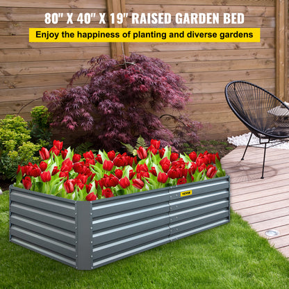 VEVOR Galvanized Raised Garden Bed, Metal Planter Box, Gray Steel Plant Raised Garden Bed Kit, Planter Boxes Outdoor For Growing Vegetables,Flowers,Fruits,Herbs,and Succulents