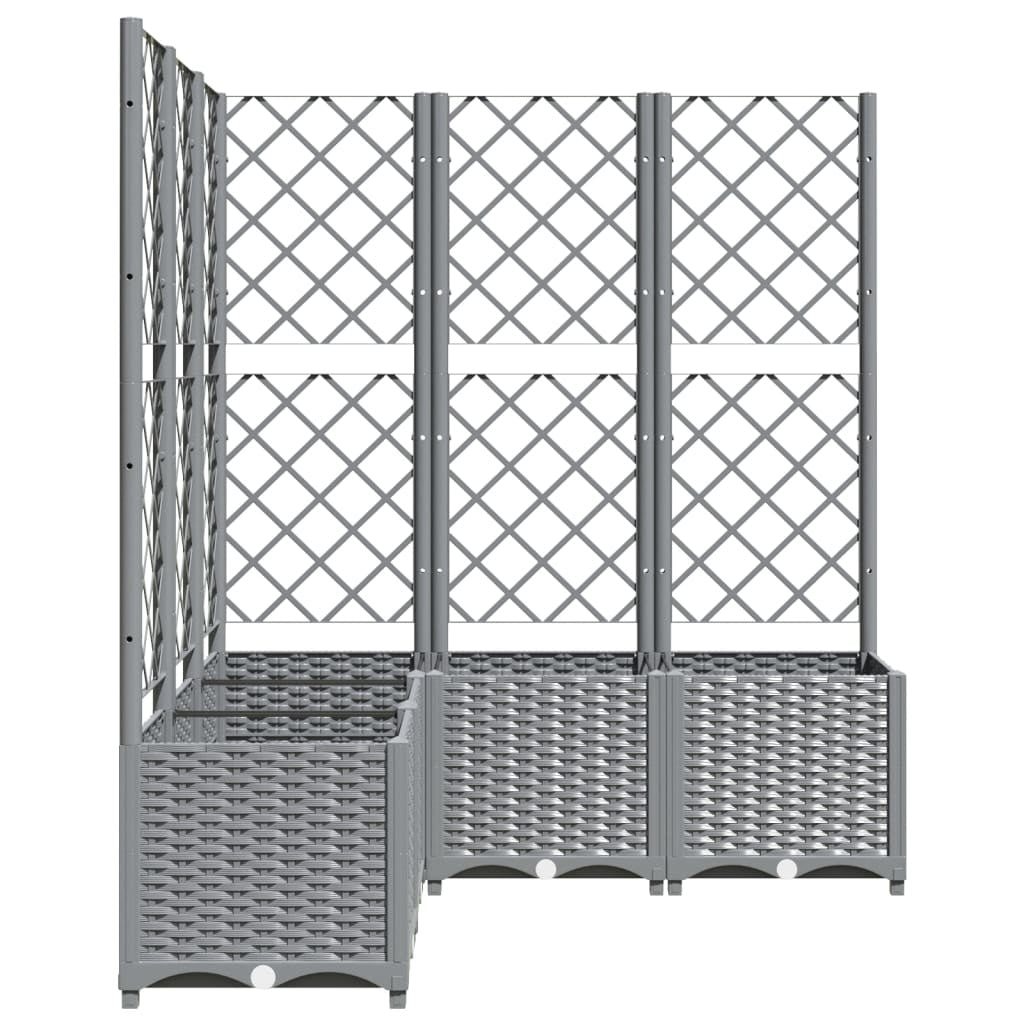 vidaXL Garden Planter with Trellis Light Grey 120x120x136 cm PP